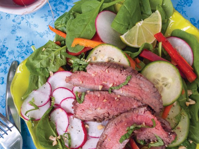 Grilled Steak Spinach Salad