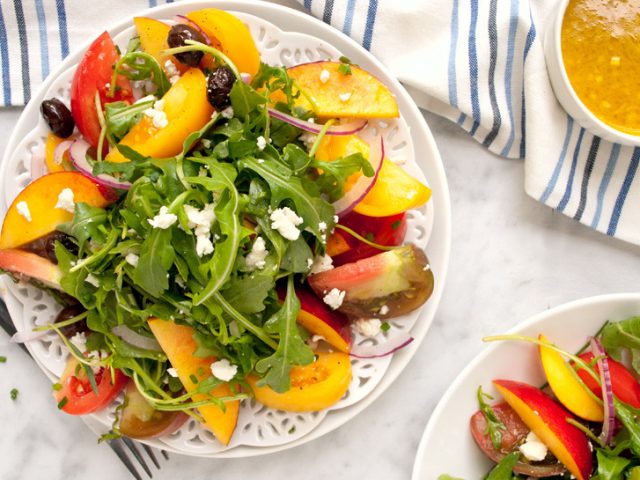 Peach, Tomato and Olive Salad