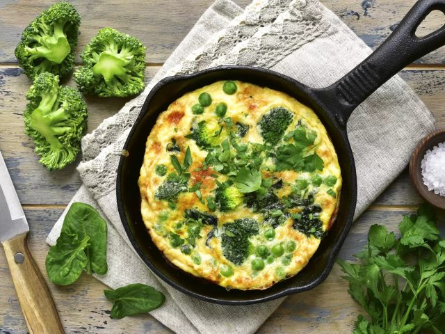 Broccoli, Spinach and Sweet Pea Omelette