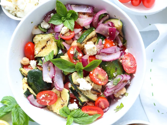 Grilled Zucchini Greek Salad
