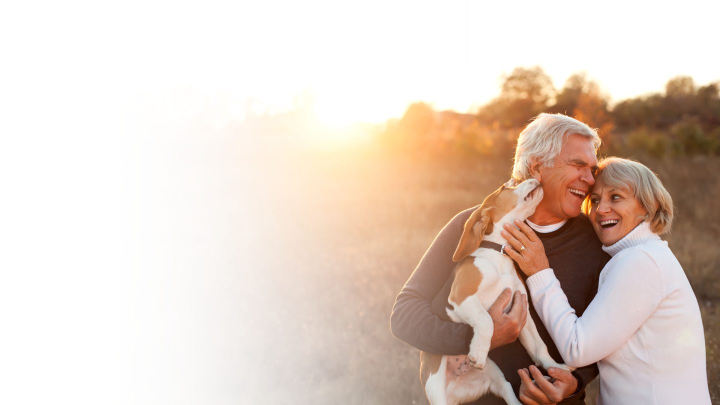 Senior couple with dog
